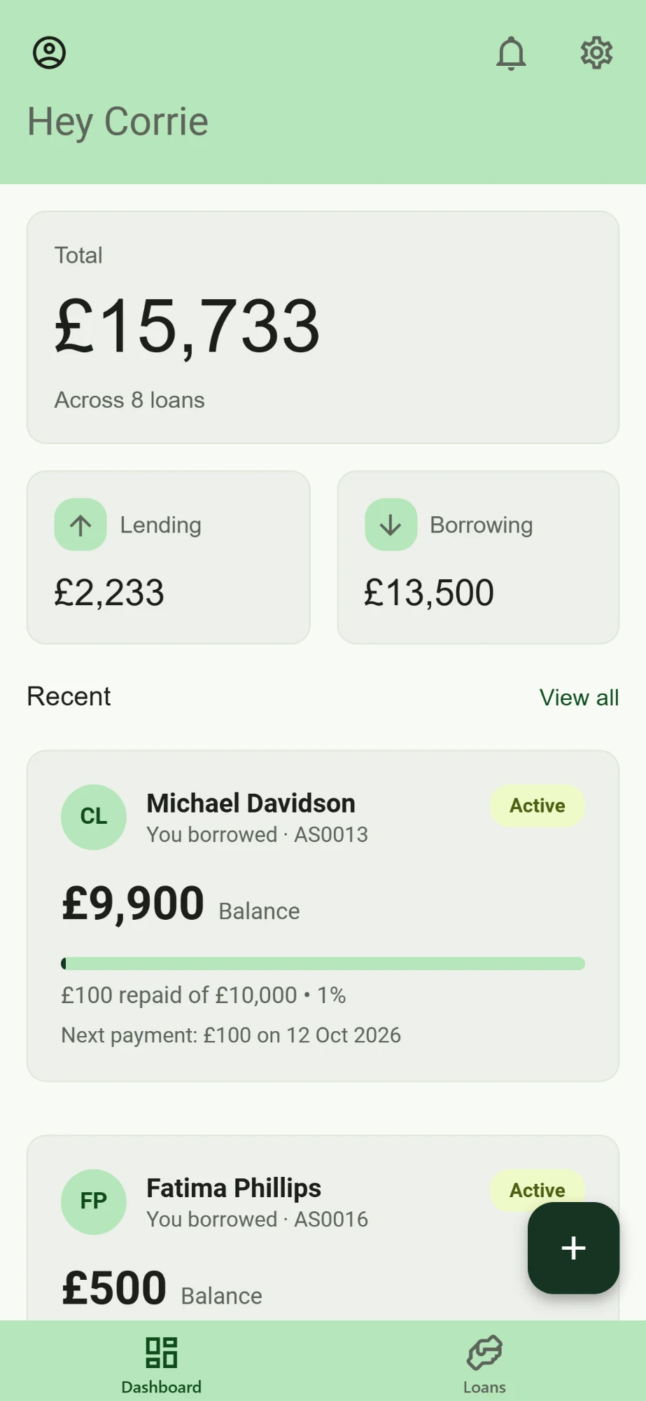 Asento dashboard