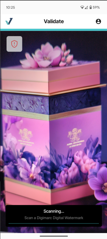 Scanning a product package for a Digimarc digital watermark